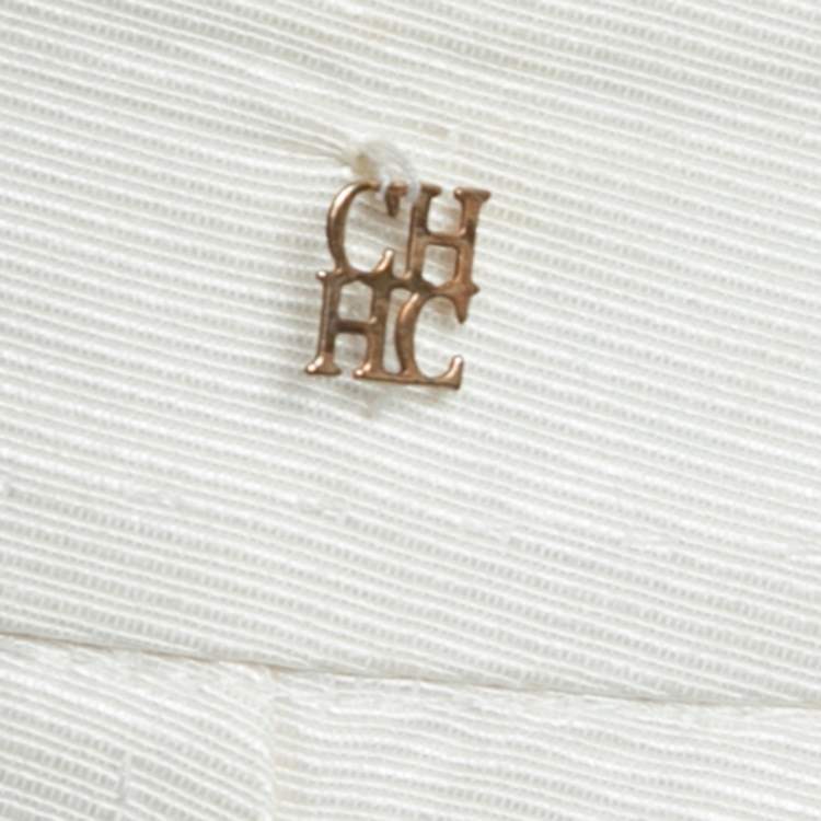 Pre Owned CH Carolina Herrera Off White Textured Cotton Cropped Pants M
