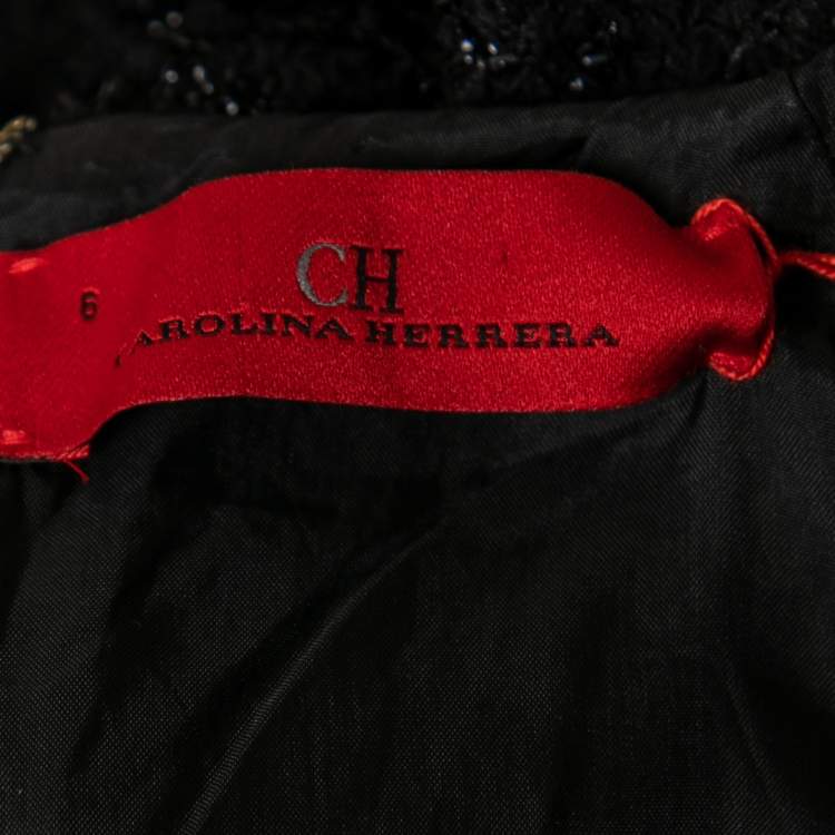 Pre Owned CH Carolina Herrera Black Sequin Embellished Lurex Knit Dress S
