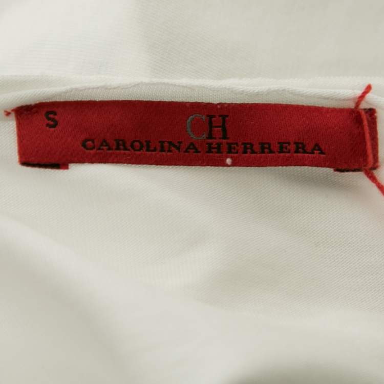 Pre Owned CH Carolina Herrera White Saint Tropez Jersey Short Sleeve T-Shirt S