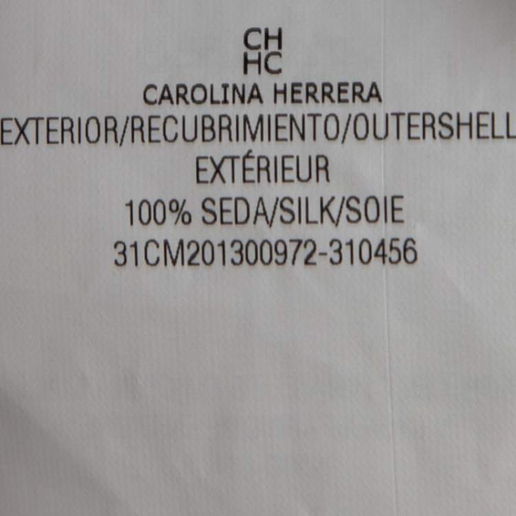 Pre Owned CH Carolina Herrera Cream Silk Bow Applique Cap Sleeves Top S