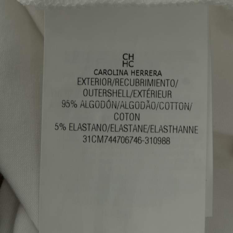 Pre Owned CH Carolina Herrera White Cotton Anchor Embroidered and Embellished Crew Neck Top XS