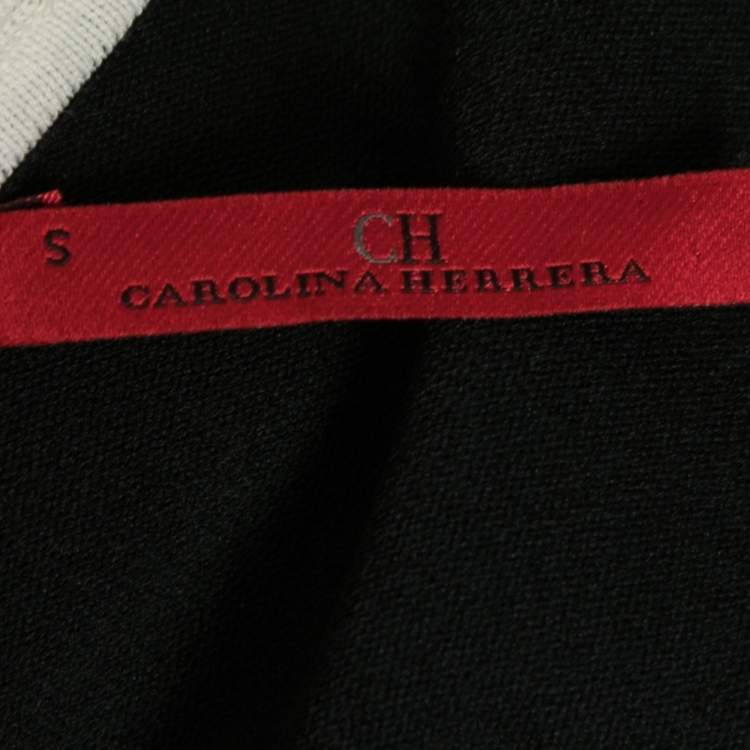 Pre Owned CH Carolina Herrera Black Knit Ruffle Trim Cardigan S