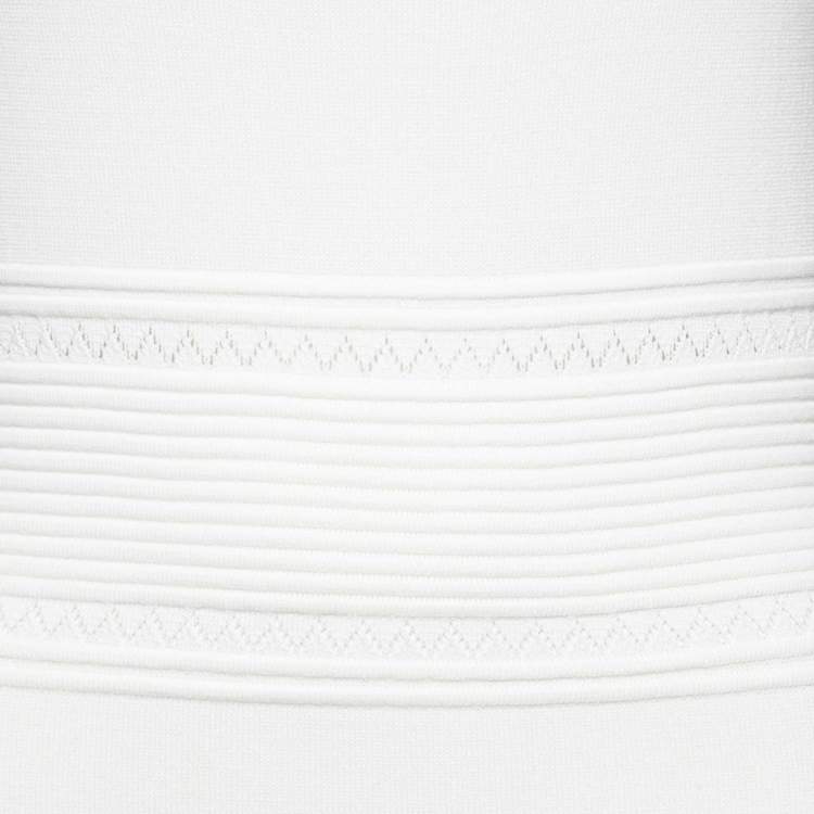Pre Owned CH Carolina Herrera White Knit Midi Dress S