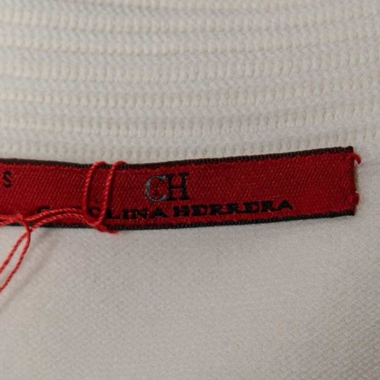 Pre Owned CH Carolina Herrera White Knit Midi Dress S