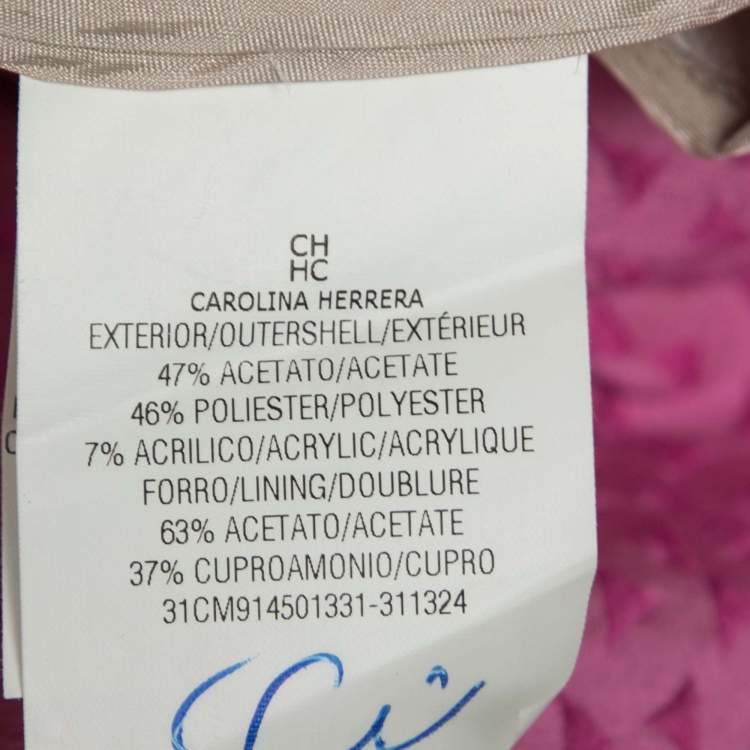 مملوكة مسبقًا CH Carolina Herrera Beige & Pink Floral Jacquard Belted Dress M