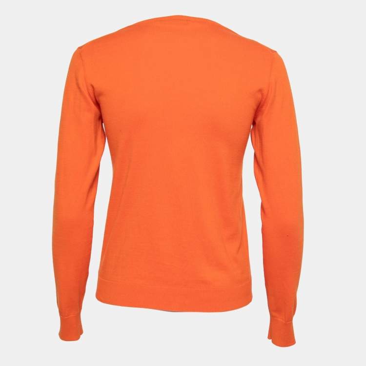 Pre Owned CH Carolina Herrera Orange Knit Long Sleeve Sweater XS