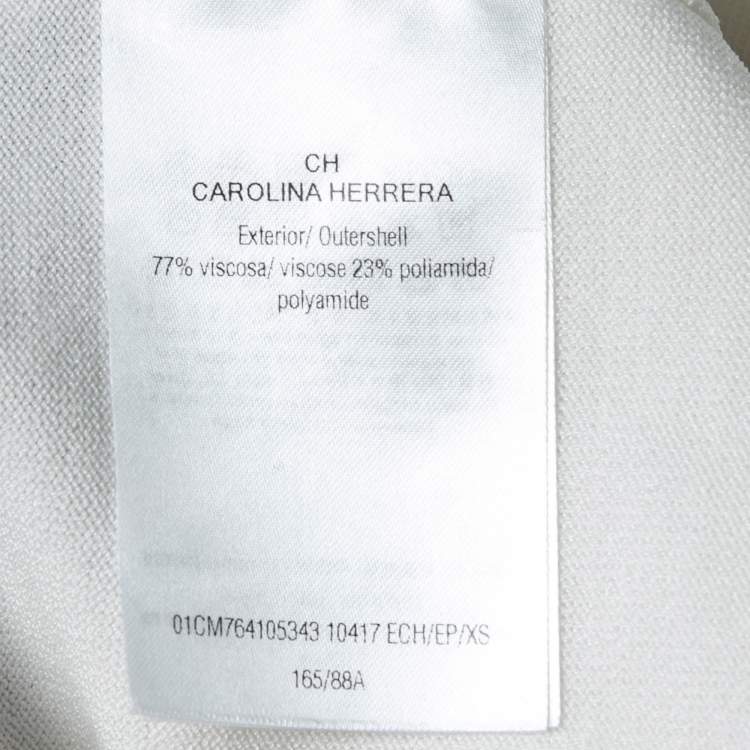 مملوكة مسبقًا CH Carolina Herrera White Knit Pocket Detailed V-Neck Oversized Top XS