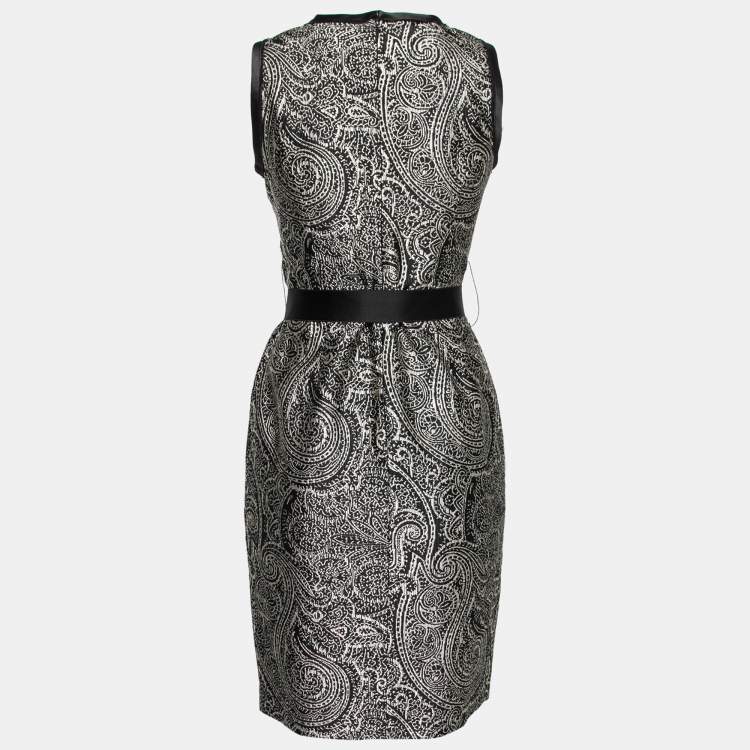 مملوكة مسبقًا CH Carolina Herrera Black Paisley Jacquard Silk & Cotton Sleeveless Dress S
