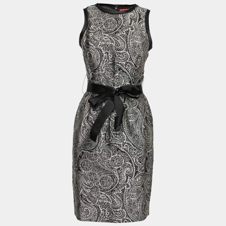 مملوكة مسبقًا CH Carolina Herrera Black Paisley Jacquard Silk & Cotton Sleeveless Dress S