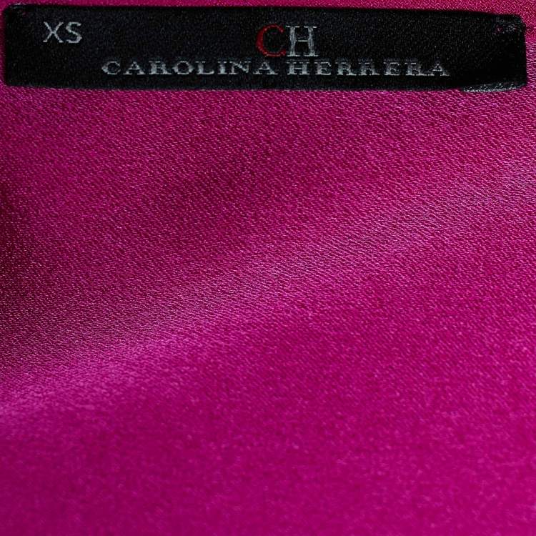 Pre Owned CH Carolina Herrera Fuchsia Crepe Belted Shift Dress XS
