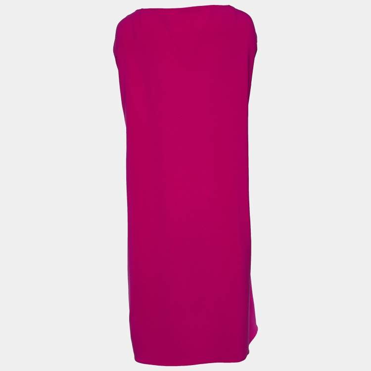 Pre Owned CH Carolina Herrera Fuchsia Crepe Belted Shift Dress XS