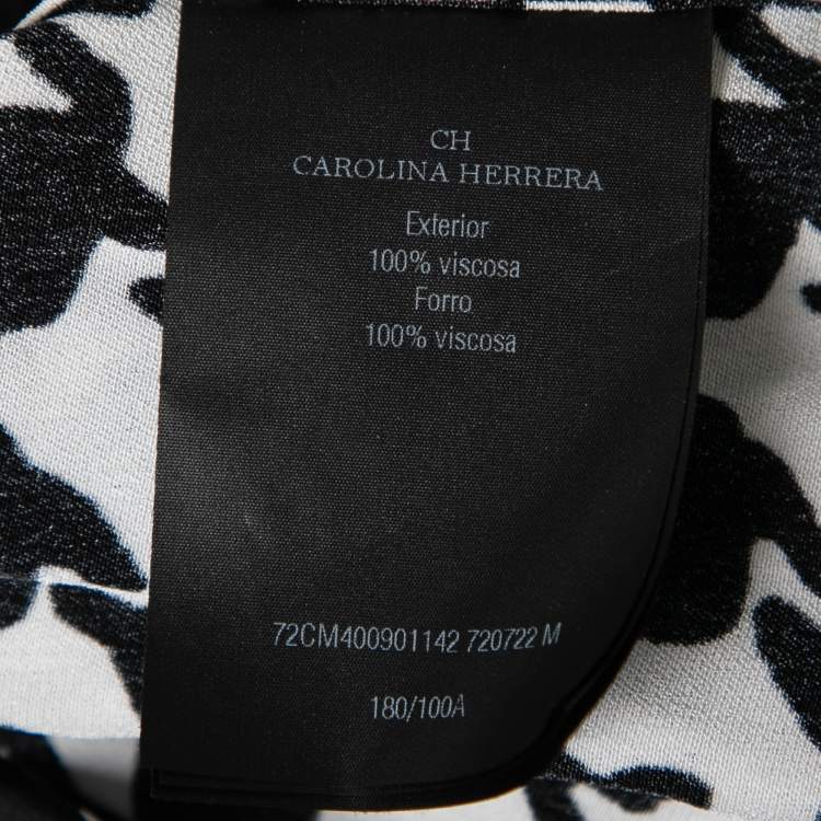 Pre Owned CH Carolina Herrera Monochrome Houndstooth Print Satin Jacket M