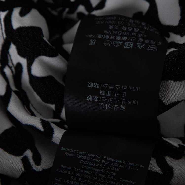 Pre Owned CH Carolina Herrera Monochrome Houndstooth Print Satin Jacket M