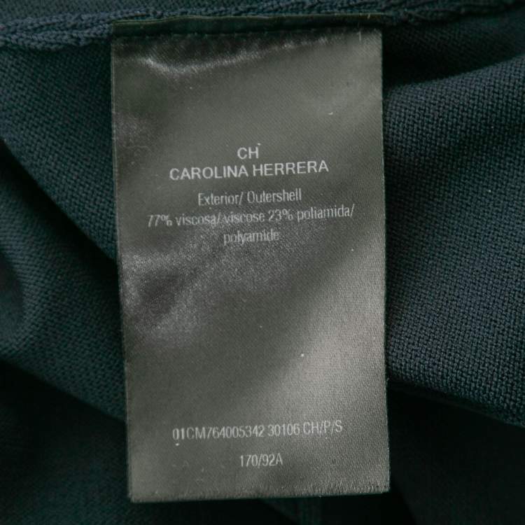 Pre Owned CH Carolina Herrera Navy Blue Knit High Waisted Wide Leg Pants S