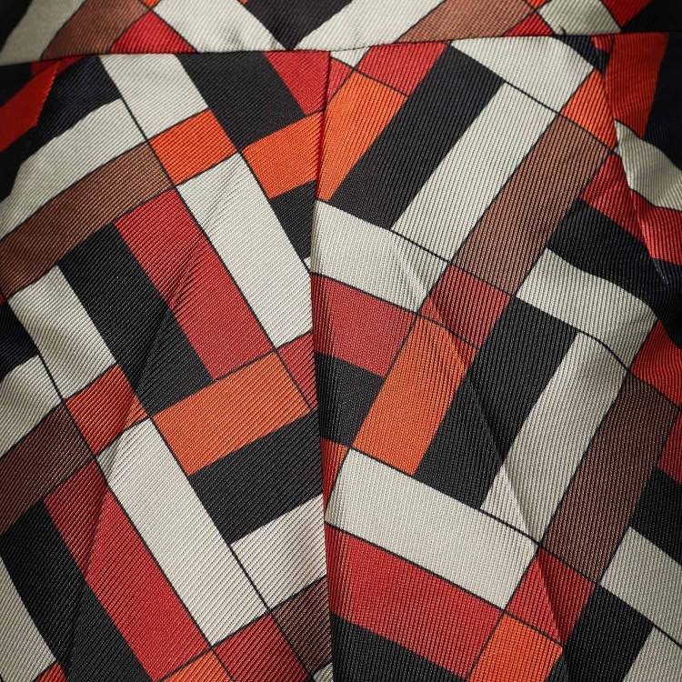 Pre Owned CH Carolina Herrera Multicolor Geometric Print Faille Tapered Pants S