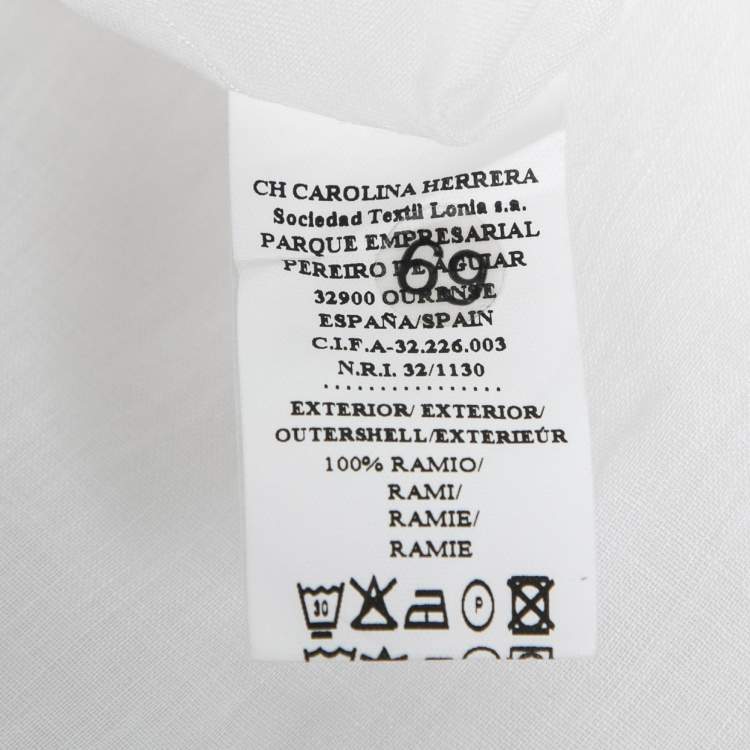 Pre Owned CH Carolina Herrera White Ramie Pocketed Tunic M