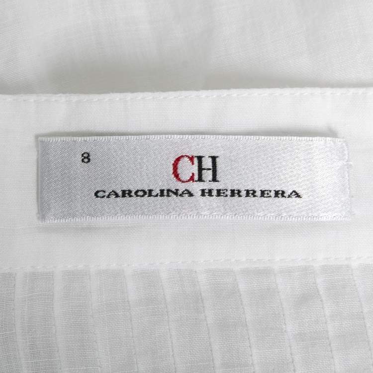 Pre Owned CH Carolina Herrera White Ramie Pocketed Tunic M