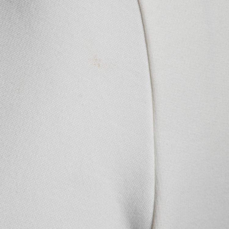Pre Owned CH Carolina Herrera White Knit Stripe Trim Detail Dress L