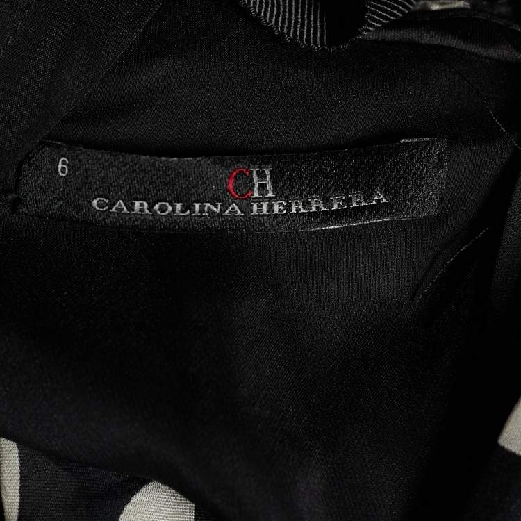 Pre Owned CH Carolina Herrera Black Polka Dot Silk Sleeveless Maxi Dress M