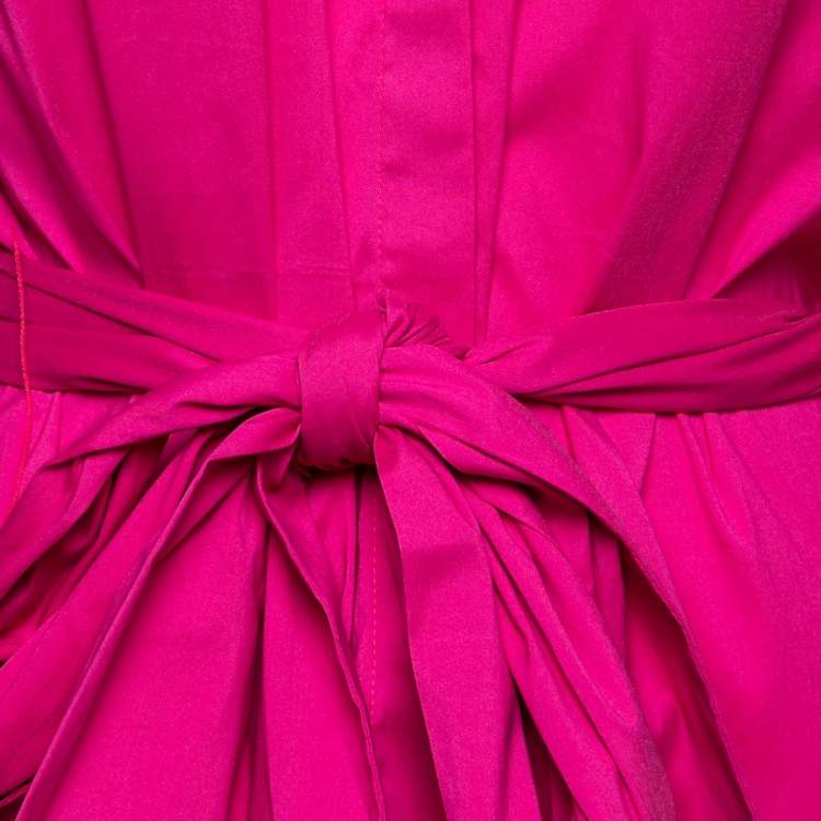 Pre Owned CH Carolina Herrera Pink Stretch Cotton Long Sleeve Blouse L