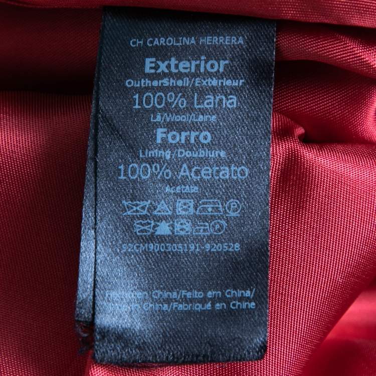 Pre Owned CH Carolina Herrera Red Wool Sleeveless Midi Dress L