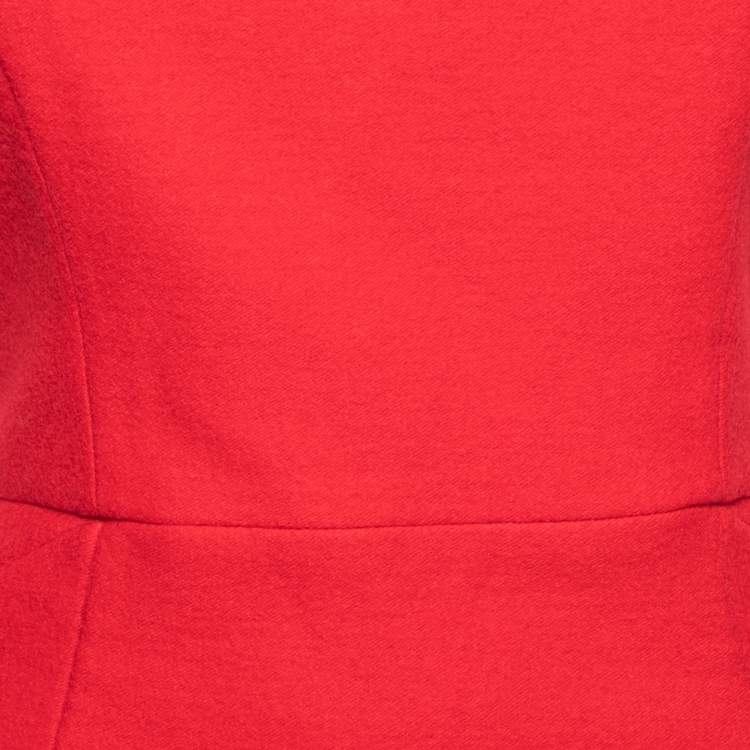 Pre Owned CH Carolina Herrera Red Wool Sleeveless Midi Dress L