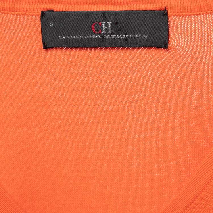 مملوكة مسبقًا CH Carolina Herrera Orange Cotton Knit Long-Sleeve Sweater S