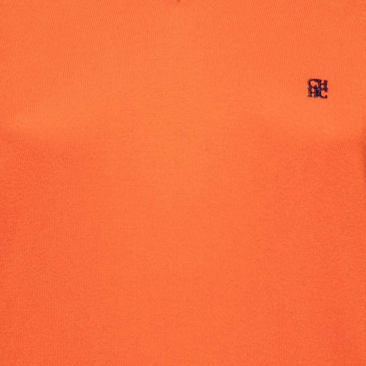 مملوكة مسبقًا CH Carolina Herrera Orange Cotton Knit Long-Sleeve Sweater S
