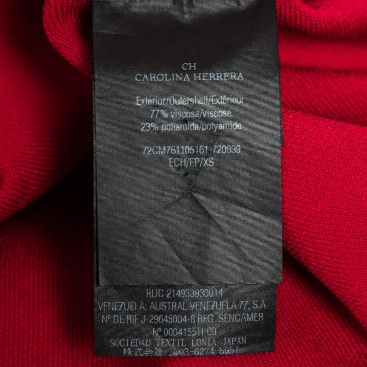 Pre Owned CH Carolina Herrera Red Knit Bow Detail Skirt XS