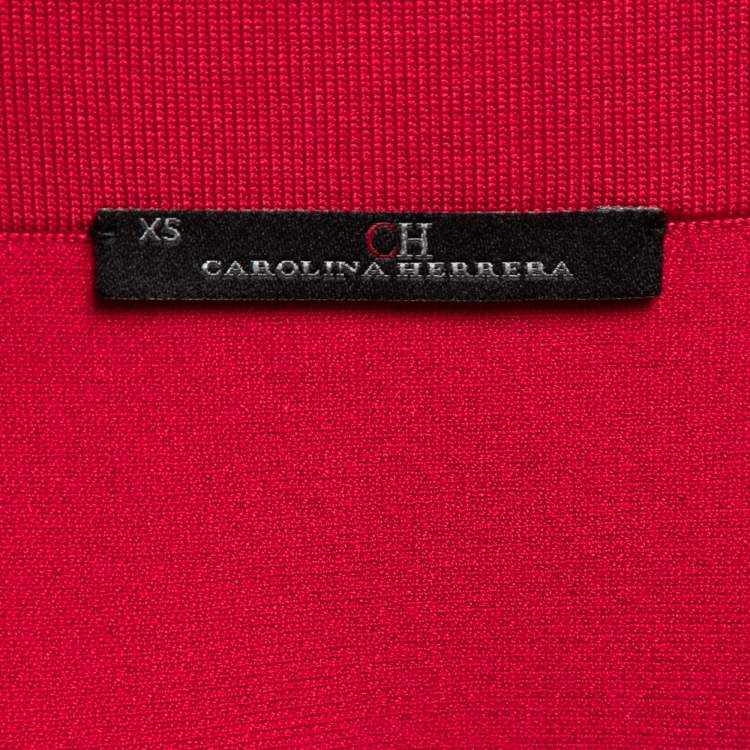 Pre Owned CH Carolina Herrera Red Knit Bow Detail Skirt XS