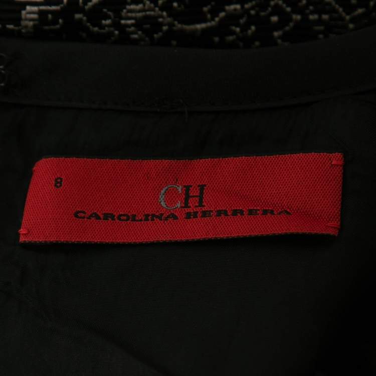 Pre Owned CH Carolina Herrera Black Paisley Jacquard Silk & Cotton Sleeveless Dress M
