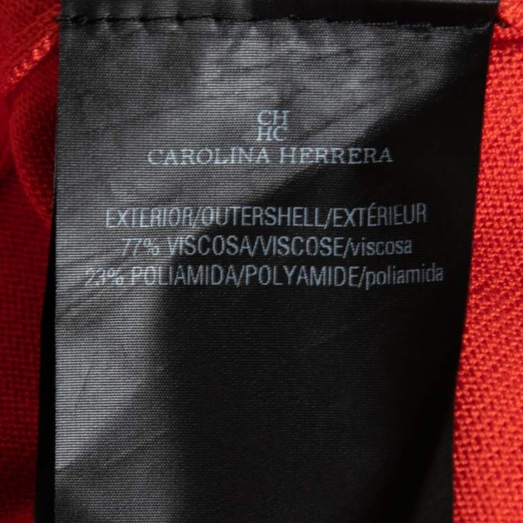 Pre Owned CH Carolina Herrera Orange Knit Button Front Cardigan XS