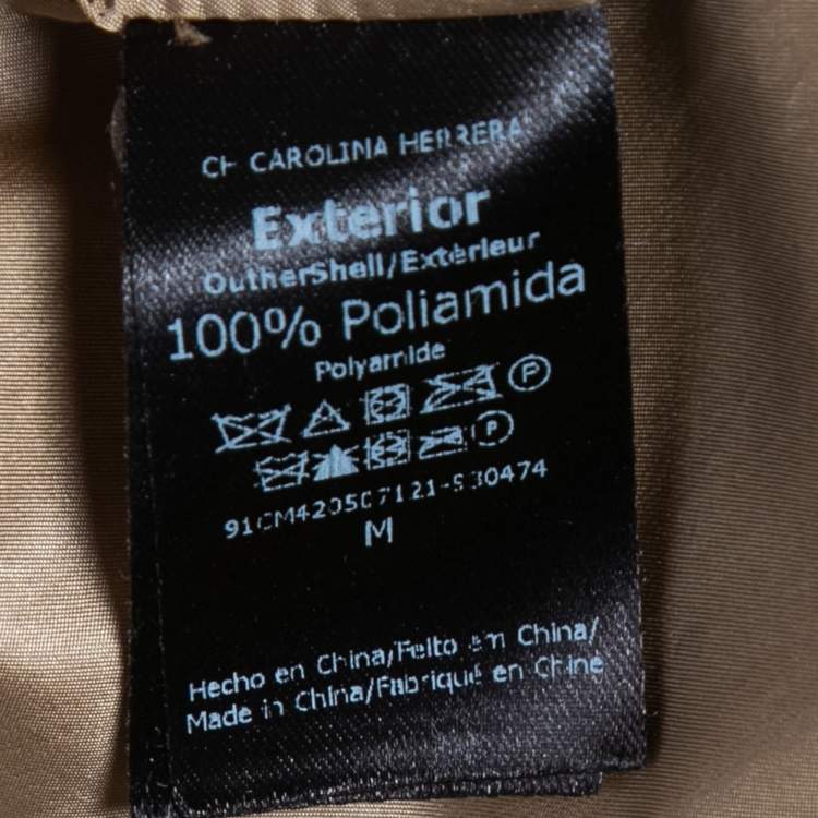 Pre Owned CH Carolina Herrera Gold Synthetic Cropped-Sleeve Zip Front Jacket M