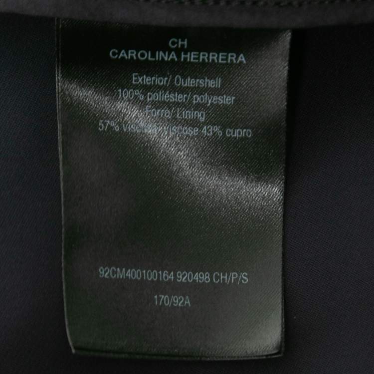 Pre Owned CH Carolina Herrera Navy Blue Crepe Zip-Up Track Jacket S