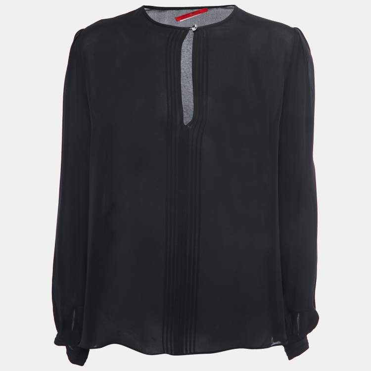 مملوكة مسبقًا CH Carolina Herrera Black Silk Top L