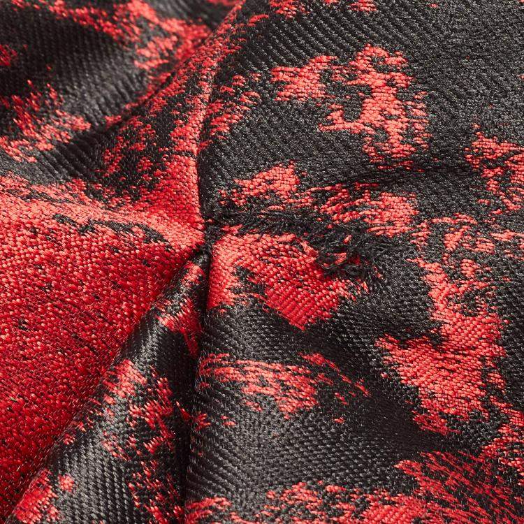Pre Owned CH Carolina Herrera Red & Black Floral Jacquard Strapless Mermaid Gown M