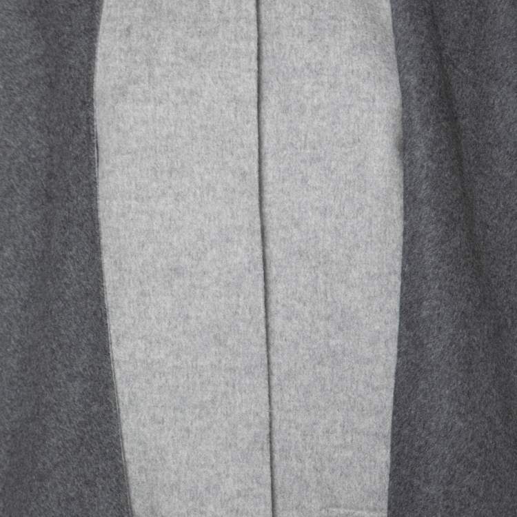 Pre Owned CH Carolina Herrera Grey Wool Reversible Detachable-Hood Cape M
