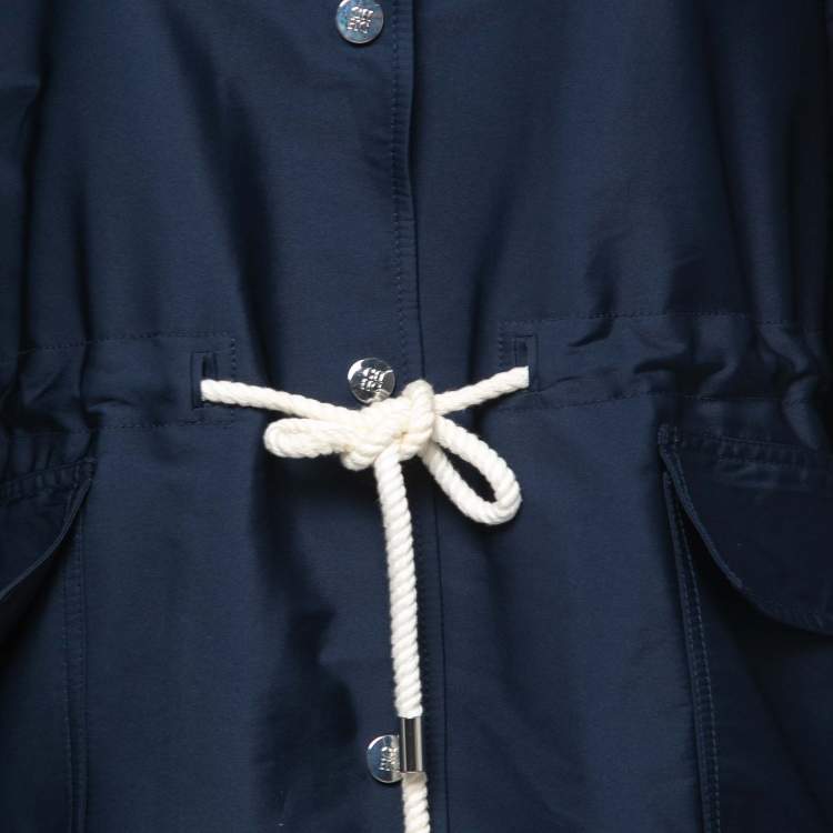 مملوكة مسبقًا CH Carolina Herrera Navy Blue Taffeta Tie Front Jacket L