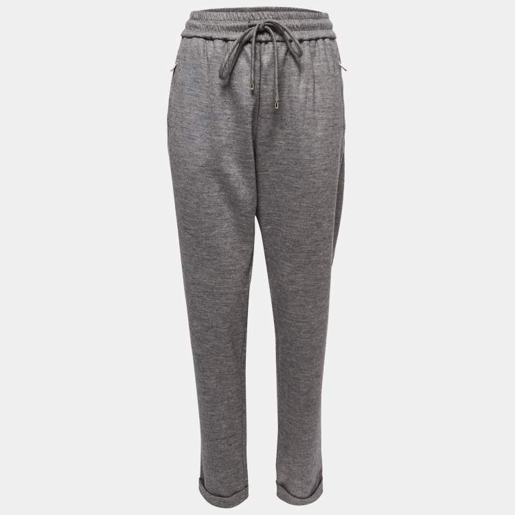 Pre Owned CH Carolina Herrera Grey Wool Elasticized Waist Trousers L