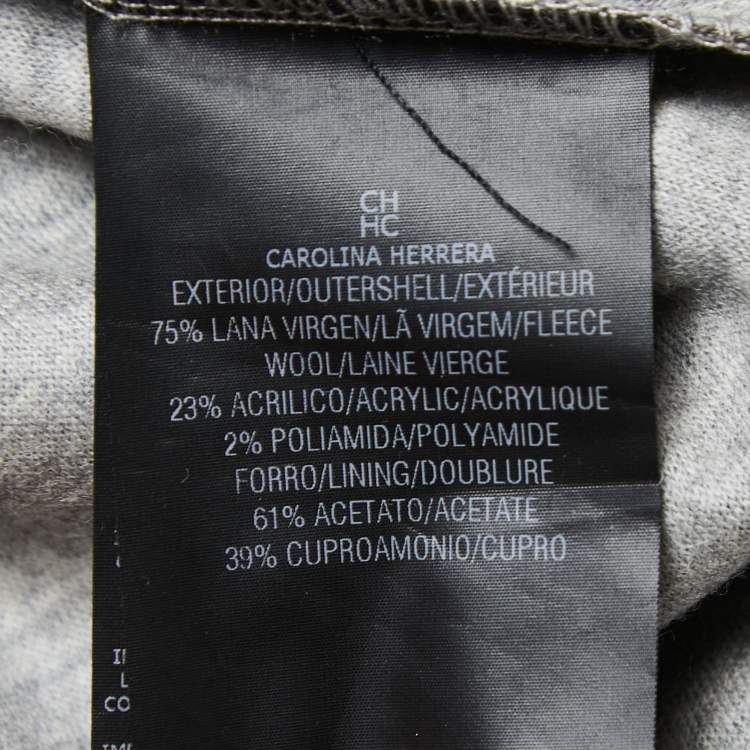 Pre Owned CH Carolina Herrera Grey Wool Elasticized Waist Trousers L