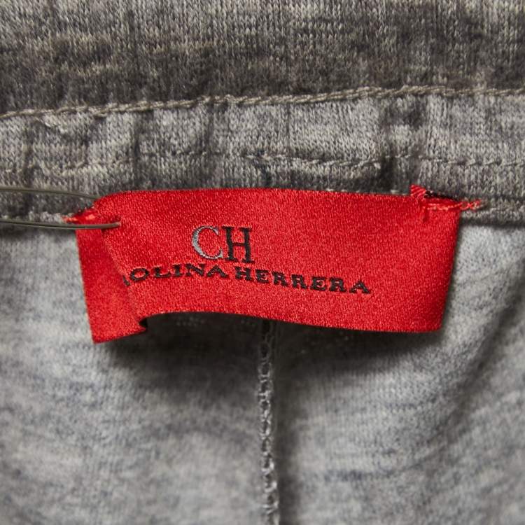 Pre Owned CH Carolina Herrera Grey Wool Elasticized Waist Trousers L