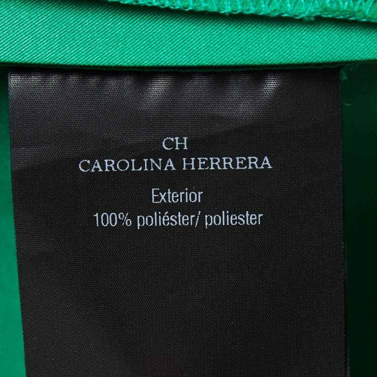 Pre Owned CH Carolina Herrera Green Taffeta Belted Dress XS