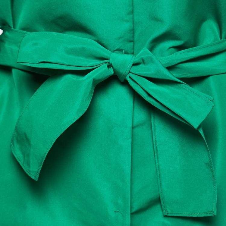Pre Owned CH Carolina Herrera Green Taffeta Belted Dress XS