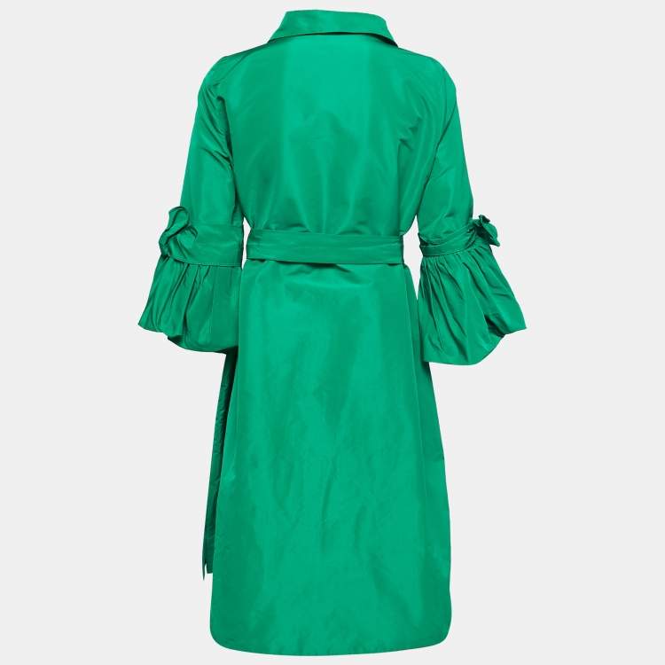 Pre Owned CH Carolina Herrera Green Taffeta Belted Dress XS