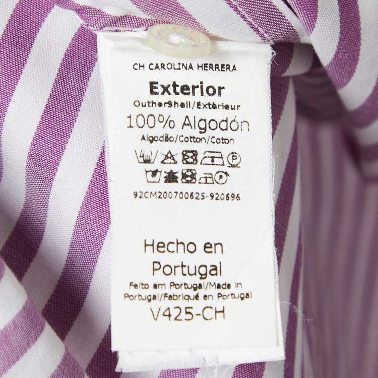 Pre Owned CH Carolina Herrera Purple Striped Cotton Button Front Shirt M