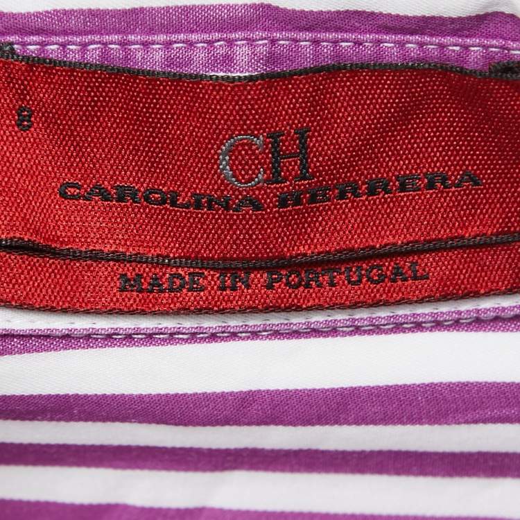 Pre Owned CH Carolina Herrera Purple Striped Cotton Button Front Shirt M