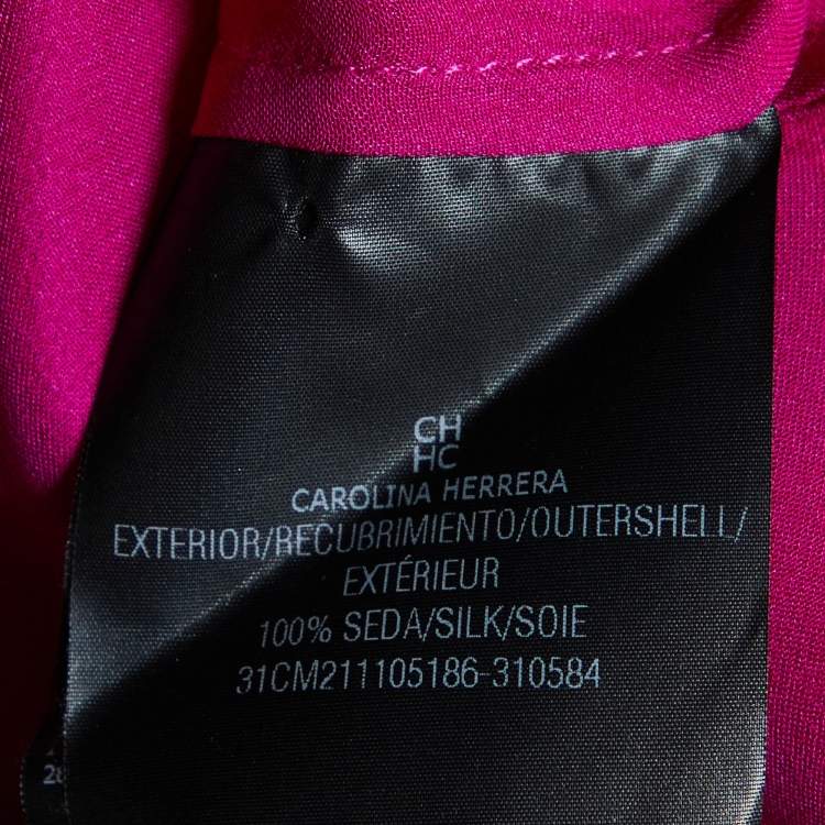 Pre Owned CH Carolina Herrera Pink Silk Floral Applique Neck Sleeveless Top S