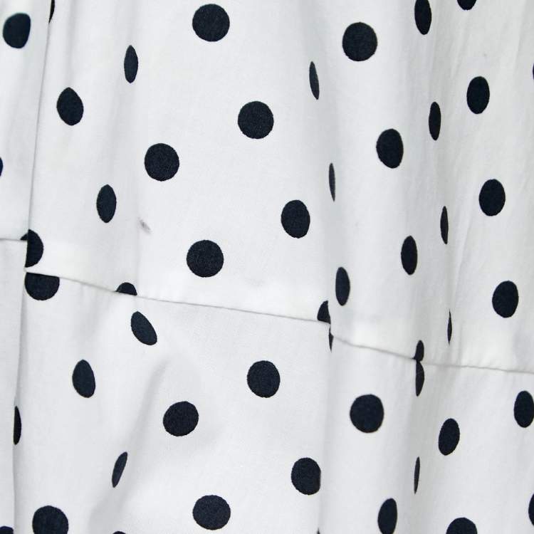 Pre Owned CH Carolina Herrera White Polka Dot Cotton Puff Sleeve Shirt M