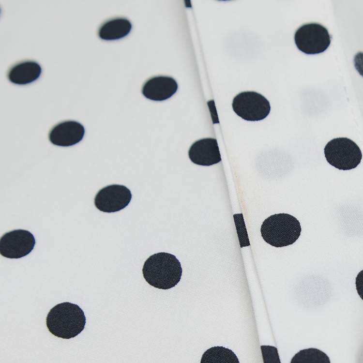 Pre Owned CH Carolina Herrera White Polka Dot Cotton Puff Sleeve Shirt M