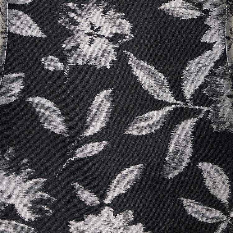 Pre Owned CH Carolina Herrera Black Floral Jacquard Fitted Trail Detail Gown M